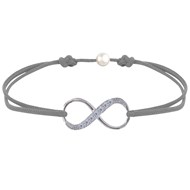 Bracelet Lien Argent 925 Infini et Strass - Gris clair