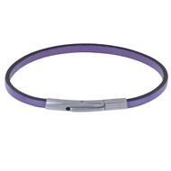 Bracelet Femme Cuir Simple Plat Fermoir Acier Inoxydable - Violet clair