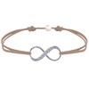 Bracelet Lien Argent 925 Infini et Strass - Beige - vue V1