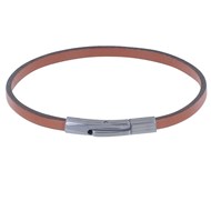 Bracelet Femme Cuir Simple Plat Fermoir Acier Inoxydable - Rose Foncé