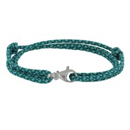 Bracelet Mixte Argent 925 Mousqueton Pivotant et Lien en Paracorde - Bleu Vert