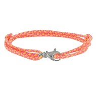 Bracelet Mixte Argent 925 Mousqueton Pivotant et Lien en Paracorde - Orange Fluo