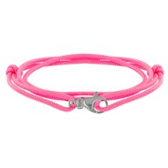 Bracelet Mixte Argent 925 Mousqueton Pivotant et Lien en Paracorde - Rose Fluo
