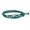 Bracelet Homme Métal Argenté Cubes Fermoir Bouton et Lien en Paracorde - Bleu Vert - vue V1