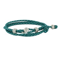 Bracelet Homme Métal Argenté Cubes Fermoir Bouton et Lien en Paracorde - Bleu Vert