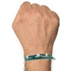 Bracelet Homme Métal Argenté Cubes Fermoir Bouton et Lien en Paracorde - Bleu Vert - vue V2