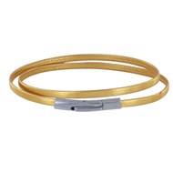 Bracelet Femme Double Tour Cuir Plat Brillant pour Poignet de 18cm - Or