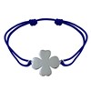 Bracelet Argent 925 Trèfle sur Lien - Bleu Navy - vue V1