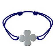 Bracelet Argent 925 Trèfle sur Lien - Bleu Navy