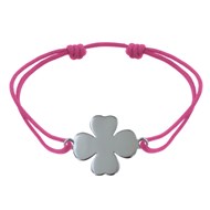 Bracelet Argent 925 Trèfle sur Lien - Fuchsia