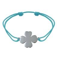 Bracelet Argent 925 Trèfle sur Lien - Turquoise