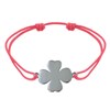 Bracelet Argent 925 Trèfle sur Lien - Rouge Fluo - vue V1