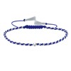 Bracelet Lien Tréssé Rond Bicolore Lurex et Une Perle Argent 925 - Bleu Navy - vue V1