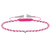 Bracelet Lien Tréssé Rond Bicolore Lurex et Une Perle Argent 925 - Rose Fluo - vue V1
