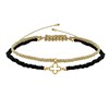 Bracelet Duo Trèfle Or 9 Carats Perles et Lien Tréssé Doré - Noir - vue V1