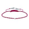Bracelet Lien Tréssé Rond Bicolore Lurex et Une Perle Argent 925 - Fuchsia - vue V1