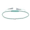 Bracelet Lien Tréssé Rond Bicolore Lurex et Une Perle Argent 925 - Vert d'Eau - vue V1