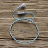 Bracelet Lien Tréssé Rond Bicolore Lurex et Une Perle Argent 925 - Vert d'Eau - vue V3