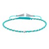 Bracelet Lien Tréssé Rond Bicolore Lurex et Une Perle Argent 925 - Turquoise - vue V1