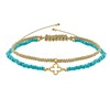 Bracelet Duo Trèfle Or 9 Carats Perles et Lien Tréssé Doré - Turquoise - vue V1