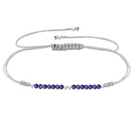 Bracelet Lien Lurex Perles de Lapis Lazuli Facettées Perles Argent 925
