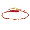 Bracelet Lien Tréssé Rond Bicolore Lurex Doré et Une Perle Or 14 Carats - Rouge - vue V1