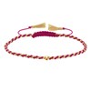 Bracelet Lien Tréssé Rond Bicolore Lurex Doré et Une Perle Or 14 Carats - Fuchsia - vue V1
