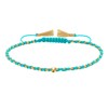 Bracelet Lien Tréssé Rond Bicolore Lurex Doré et Une Perle Or 14 Carats - Turquoise - vue V1