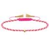 Bracelet Lien Tréssé Rond Bicolore Lurex Doré et Une Perle Or 14 Carats - Rose Fluo - vue V1