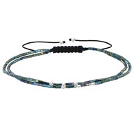 Bracelet Duo Lien Perles de Verre Multicolores Perles Argent 925