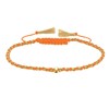 Bracelet Lien Tréssé Rond Bicolore Lurex Doré et Une Perle Or 14 Carats - Orange - vue V1