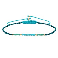 Bracelet Lien Tréssé Plat Perles en Or 9 carats Perles Facettées de Turquoise et d'Aventurine