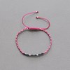 Bracelet Lien Tréssé Plat Bicolore Lurex Perles Noires et Perles Argent 925 - Fuchsia - vue V3