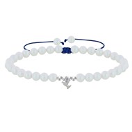 Bracelet Lien Colombe Argent 925 et Perles Rondes Nacrées - Blanc