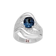 Bague Joséphine en Argent avec oxyde de zirconium bleu saphir