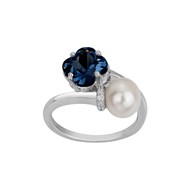 Bague Mathilde en Argent avec oxyde de zirconium bleu saphir