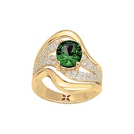 Bague Joséphine en Plaqué Or avec oxyde de zirconium vert emeraude