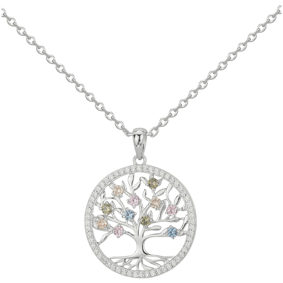 Collier en Argent avec oxyde de zirconium multicolore