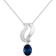 Collier Joséphine en Argent avec oxyde de zirconium bleu saphir