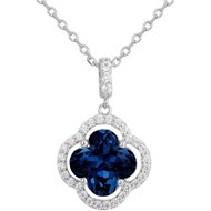 Collier Thérèse en Argent avec oxyde de zirconium bleu saphir