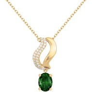 Collier Joséphine en Plaqué Or avec oxyde de zirconium vert emeraude