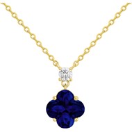 Collier Thérèse en Plaqué Or avec oxyde de zirconium bleu saphir