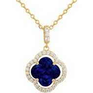 Collier Thérèse en Plaqué Or avec oxyde de zirconium bleu saphir
