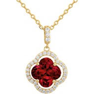 Collier Thérèse en Plaqué Or avec oxyde de zirconium rouge rubis
