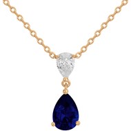 Collier Philippine en Plaqué Or avec oxyde de zirconium bleu saphir