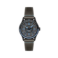 FLYBOY AUTOMATIC GMT AIRMASTER - Mouvement japonais automatique fonction GMT - Boitier rond en acier inoxydable - Bracelet gris
