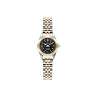 INSPIRATION 22MM - Montre femme - Mouvement quartz suisse 2 aiguilles - Boitier rond en acier inoxydable - Lunette cannelée - Bracelet argenté doré