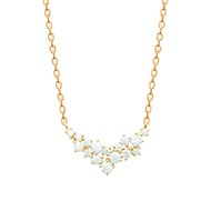 Collier Brillaxis plaqué or motif V en oxydes