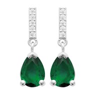 Boucles d'oreilles Brillaxis argent rhodié_x000D_
Pierre verte