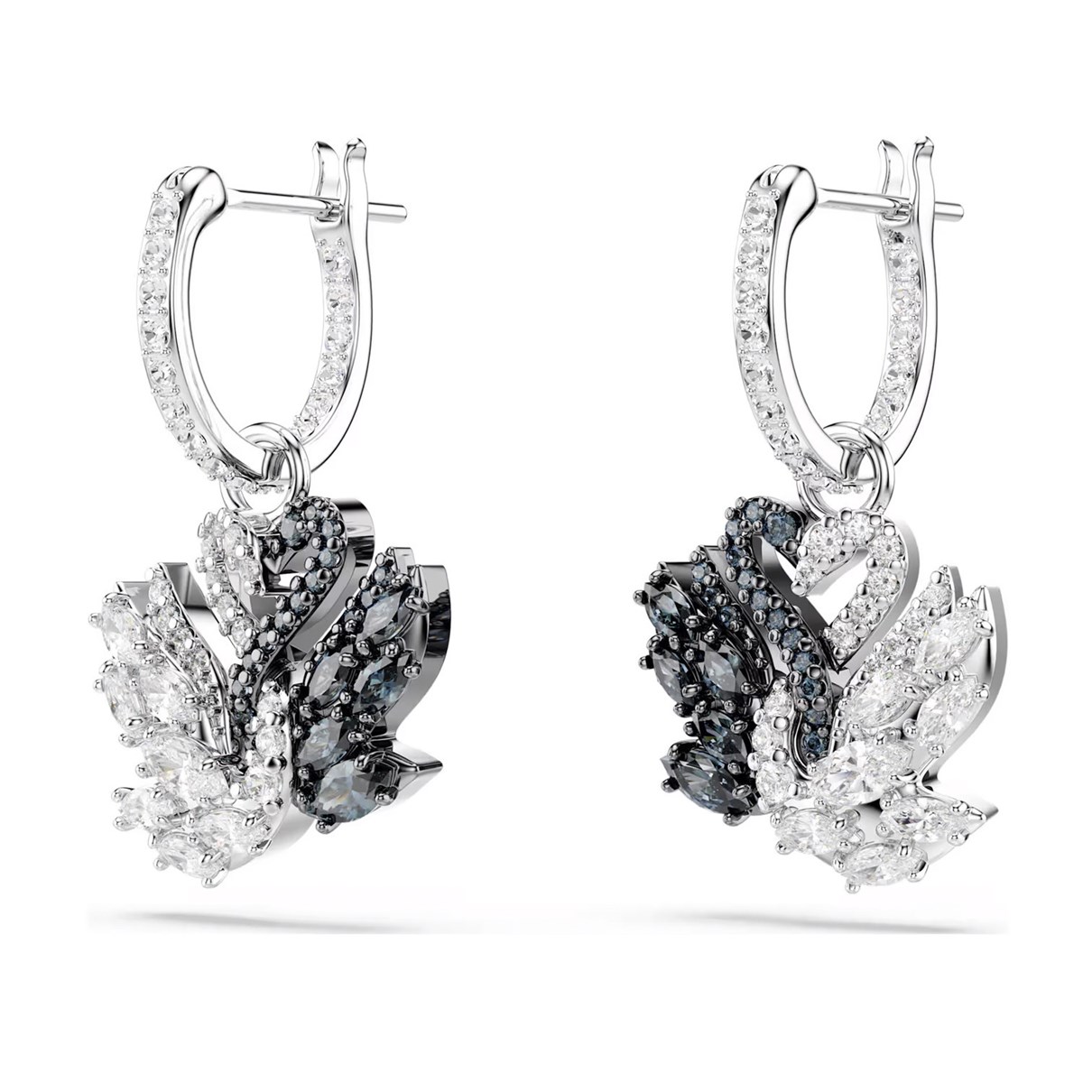 Boucles d'oreilles Swarovski Swan noir et blanc - vue 3